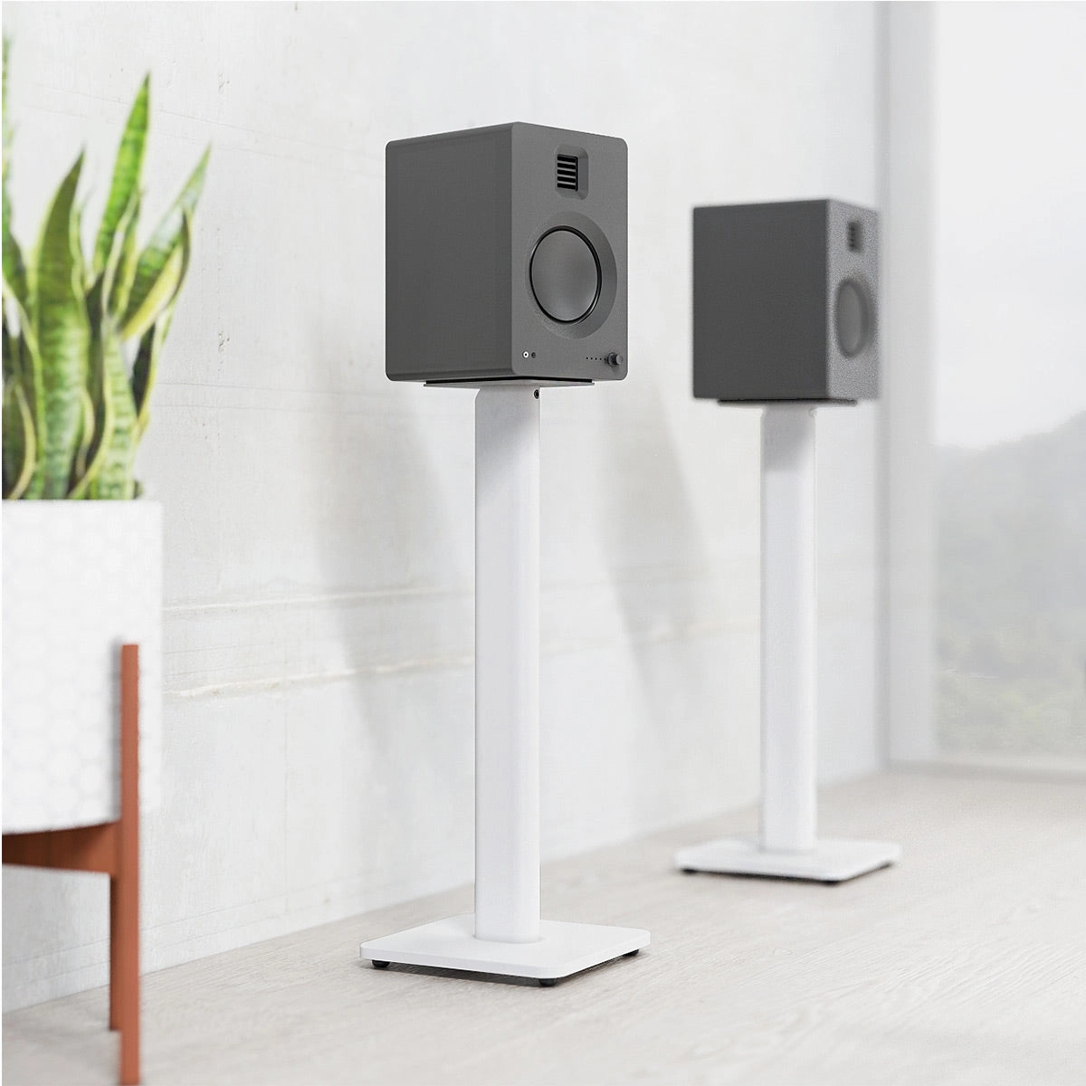 Kanto SP26PL 26" Bookshelf Speaker Stands with Rotating Top Plates and Cable Management - Pair (White)
