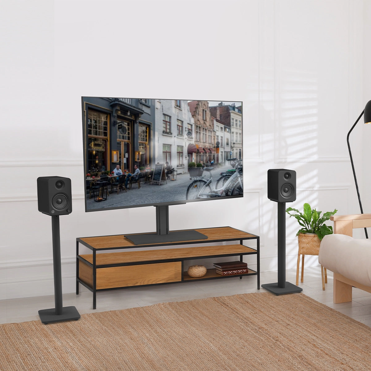 Kanto SP26PL 26" Bookshelf Speaker Stands with Rotating Top Plates and Cable Management  Pair (Black)