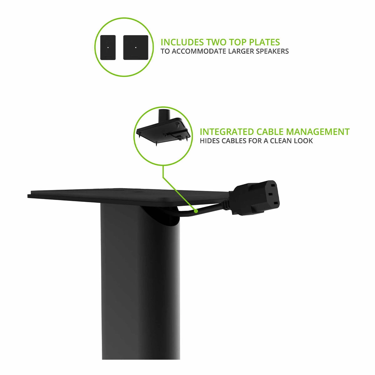 Kanto SP26PL 26" Bookshelf Speaker Stands with Rotating Top Plates and Cable Management  Pair (Black)