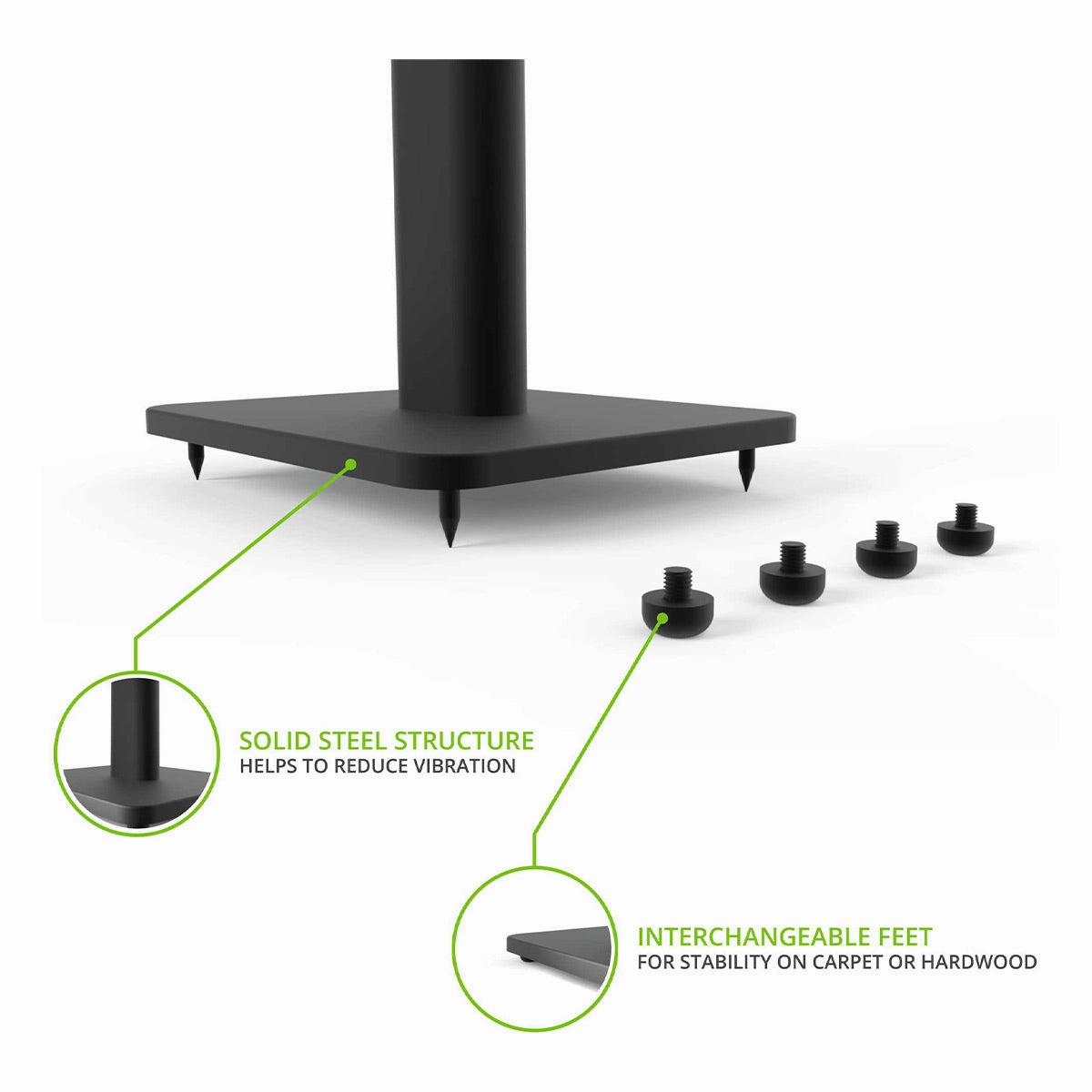 Kanto SP26PL 26" Bookshelf Speaker Stands with Rotating Top Plates and Cable Management  Pair (Black)