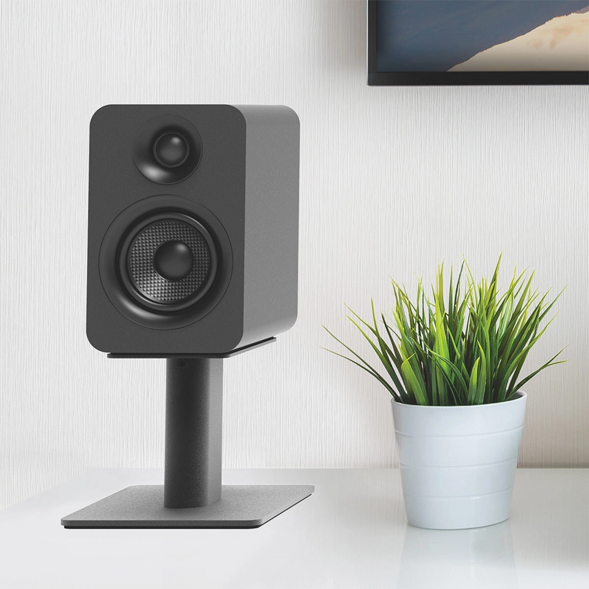 Kanto SP6HD 6" Universal Desktop Speaker Stands with Rotating Top Plates and Cable Management - Pair (Black)