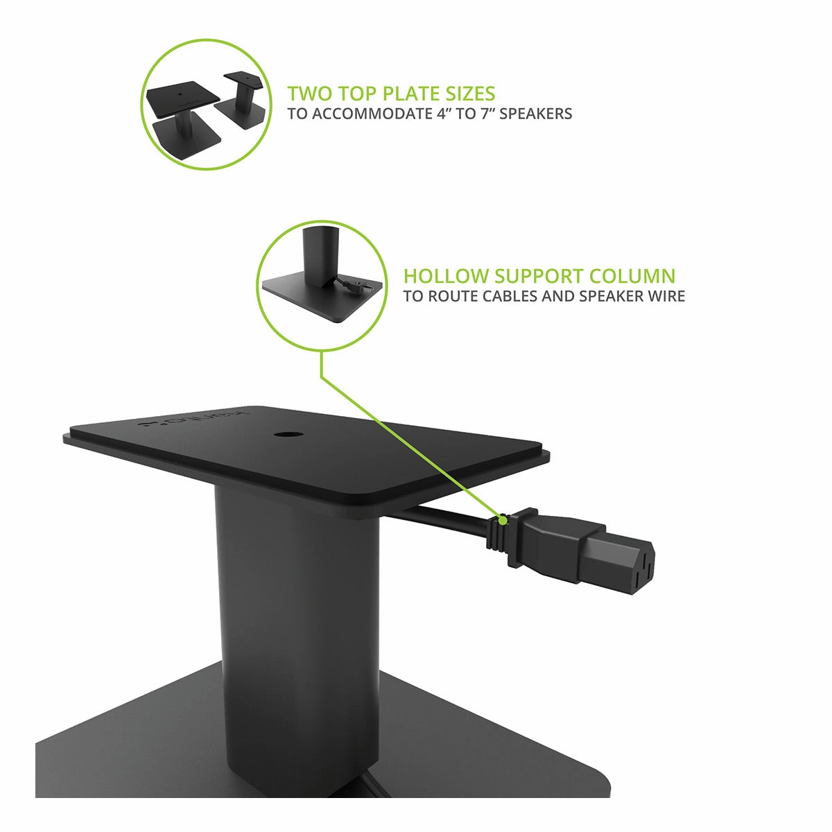 Kanto SP6HD 6" Universal Desktop Speaker Stands with Rotating Top Plates and Cable Management - Pair (Black)