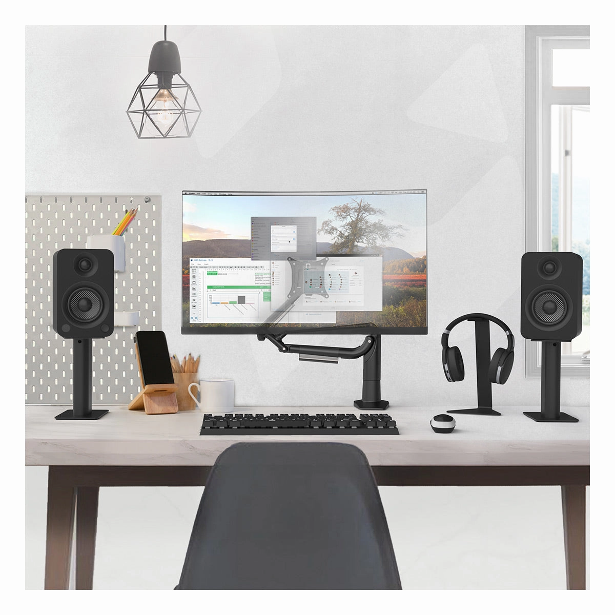 Kanto SP9 9" Universal Desktop Speaker Stands with Rotating Top Plates and Cable Management - Pair (Black)