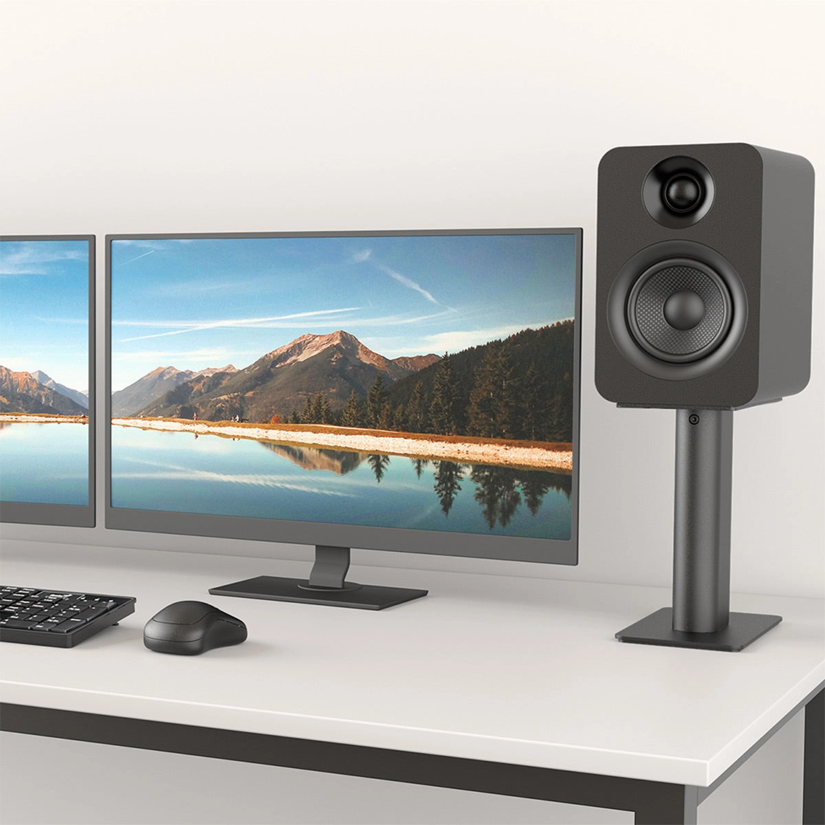 Kanto SP9 9" Universal Desktop Speaker Stands with Rotating Top Plates and Cable Management - Pair (Black)
