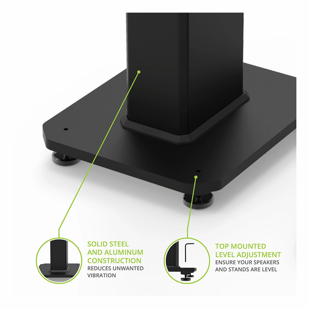 Kanto SX22 22" Tall Fillable Speaker Stands with Isolation Feet - Pair (Black)