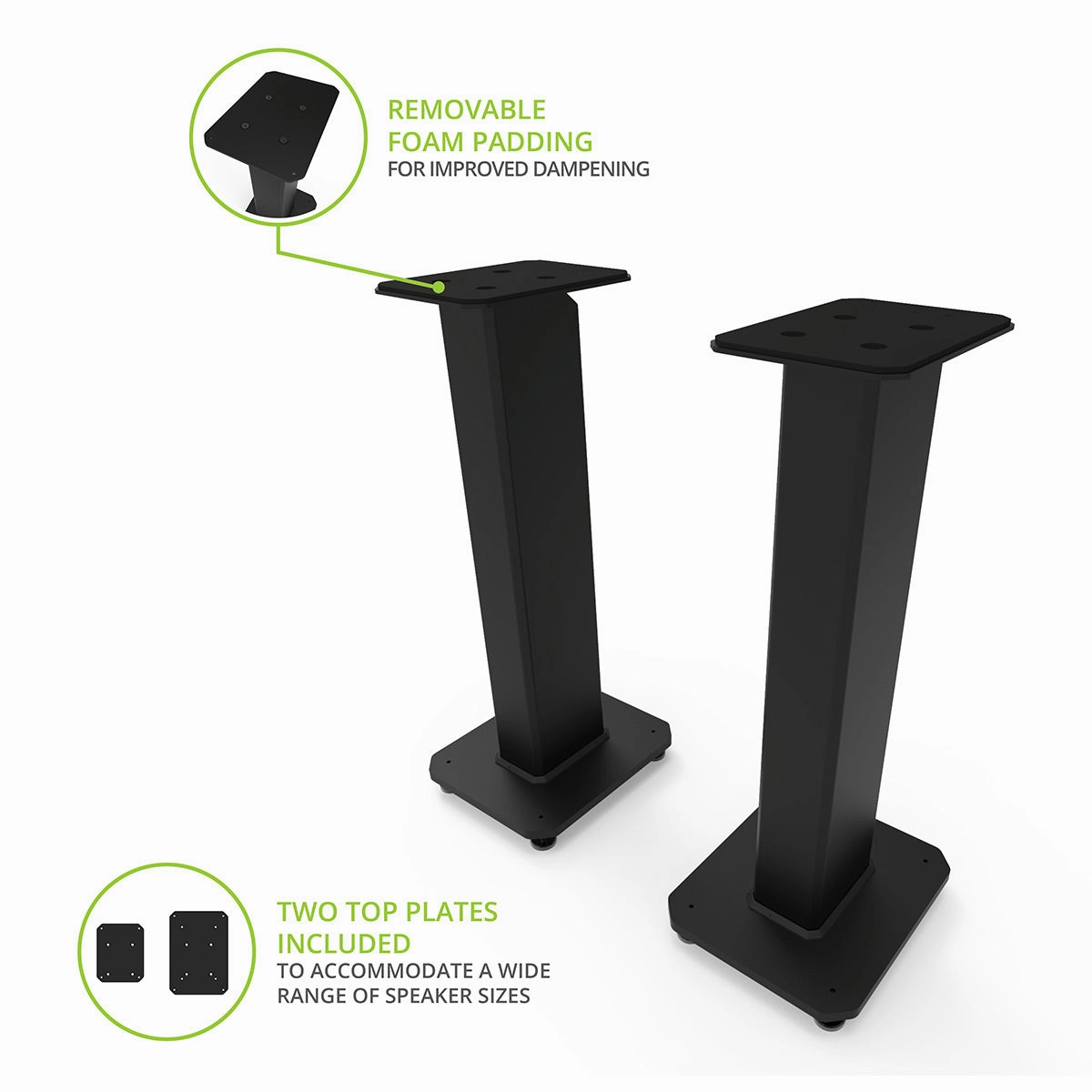 Kanto SX26 26" Tall Fillable Speaker Stands with Isolation Feet - Pair (Black)
