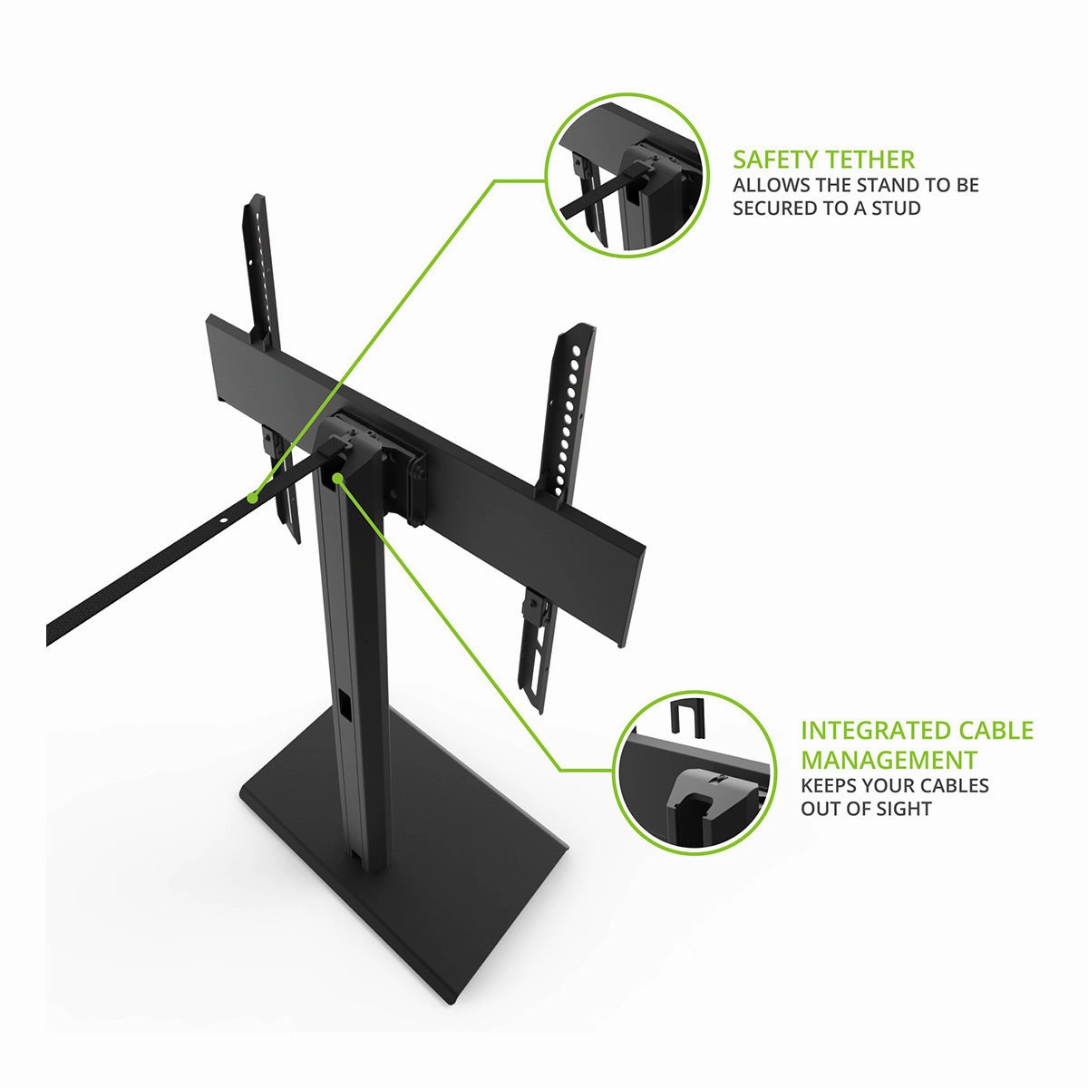 Kanto TTS100 Adjustable Table Top TV Mount with Integrated Cable Management for 37" - 65" TV