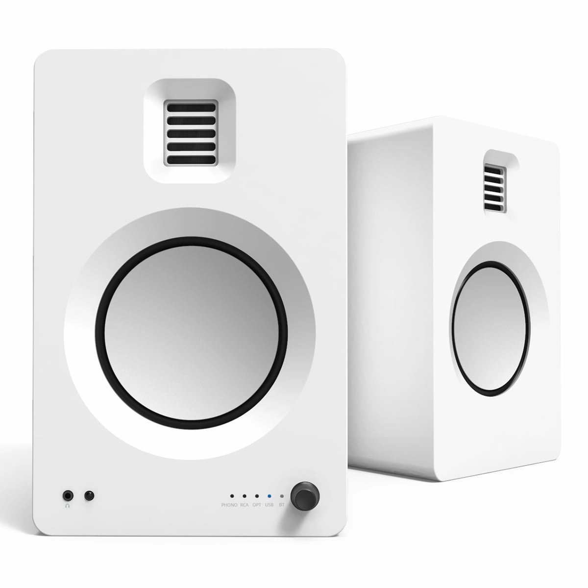 Kanto TUK Premium Powered Speakers - Pair with S6 Desktop Speaker Stands (White)