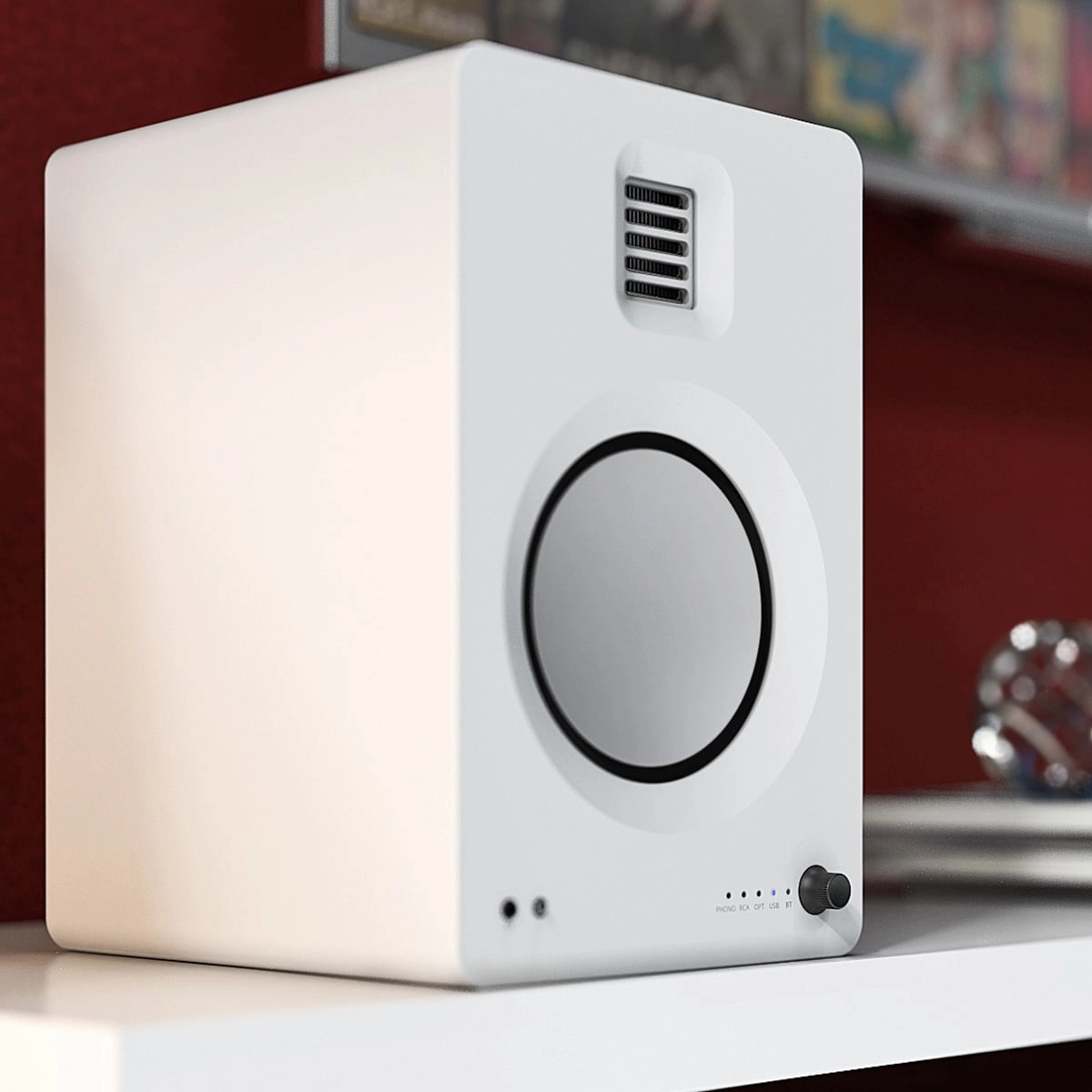 Kanto TUK Premium Powered Speakers - Pair with S6 Desktop Speaker Stands (White)