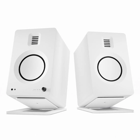 Kanto TUK Premium Powered Speakers - Pair with S6 Desktop Speaker Stands (White)