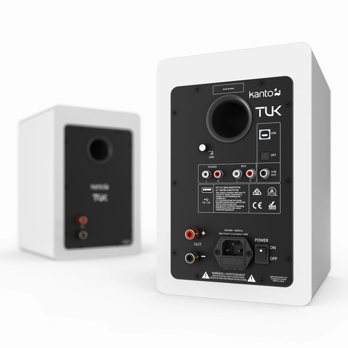 Kanto TUK Premium Powered Speakers - Pair with S6 Desktop Speaker Stands (White)