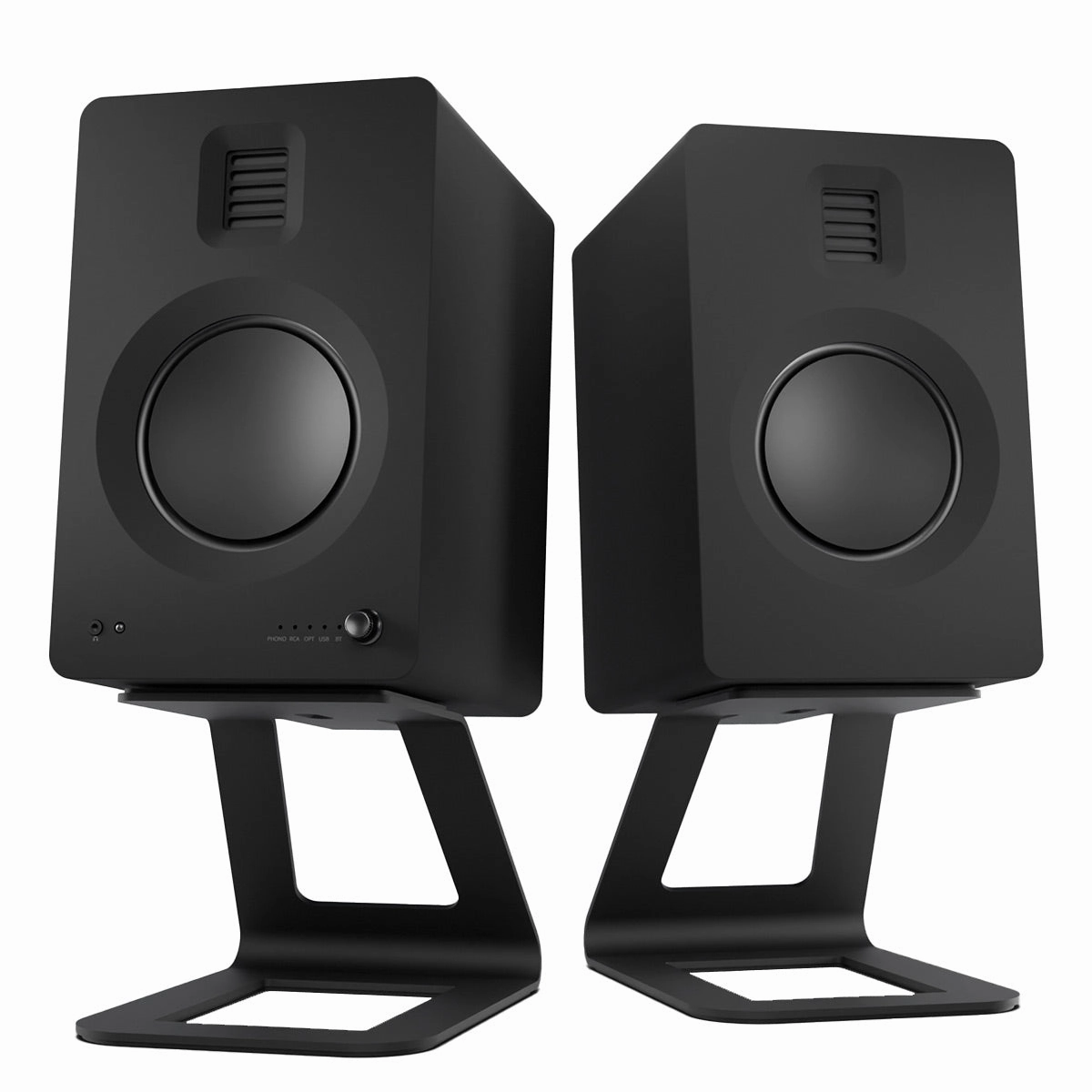 Kanto TUK Premium Powered Speakers with SE6 Elevated Desktop Speaker Stands (Black) Speaker stands,Audio Stands,Speaker Mounts