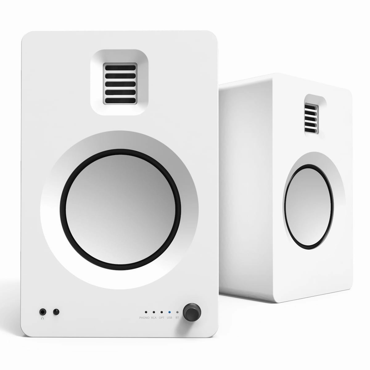 Kanto TUK Premium Powered Speakers with SE6 Elevated Desktop Speaker Stands (White)