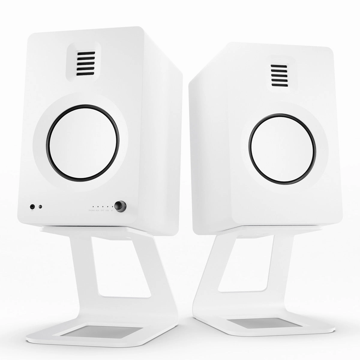 Kanto TUK Premium Powered Speakers with SE6 Elevated Desktop Speaker Stands (White) Speaker stands,Audio Stands,Speaker Mounts