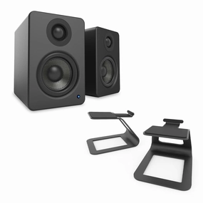 Kanto YU2 Powered Desktop Speakers and SE2 Speaker Stands for Small Speakers - Pair (Matte Black/Black) Speaker stands,Audio Stands,Speaker Mounts
