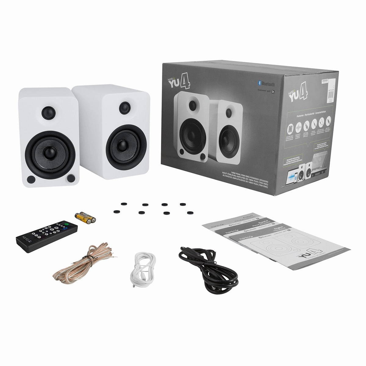 Kanto YU4 Powered Bookshelf Speakers with Built-In Bluetooth - Pair (Matte White)