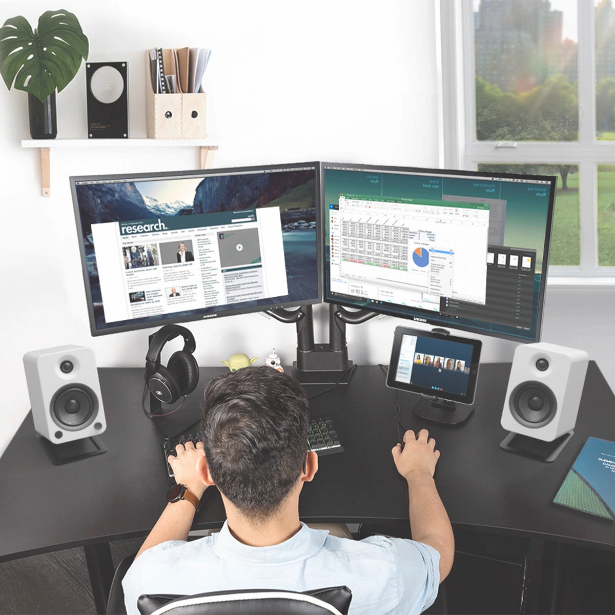 Kanto YU4 Powered Bookshelf Speakers with Built-In Bluetooth - Pair (Matte White)