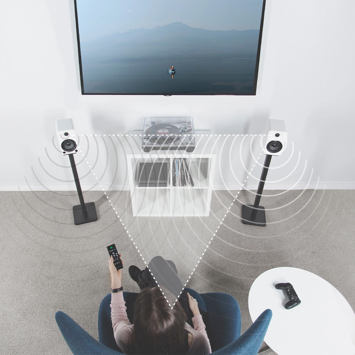 Kanto YU4 Powered Bookshelf Speakers with Built-In Bluetooth - Pair (Matte White)