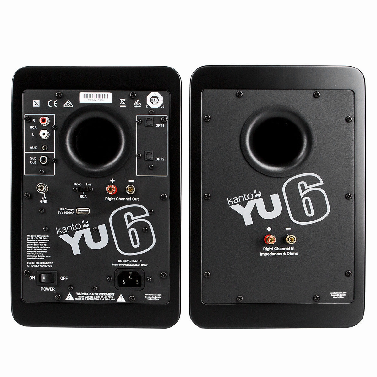 Kanto YU6 Powered Bookshelf Speakers (Matte Black) with SE6 Elevated Desktop Speaker Stands (Black)