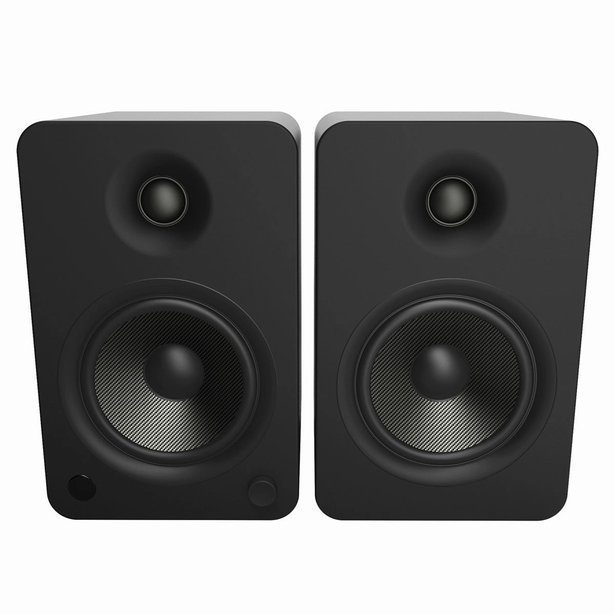 Kanto YU6 Powered Bookshelf Speakers (Matte Black) with SE6 Elevated Desktop Speaker Stands (Black)