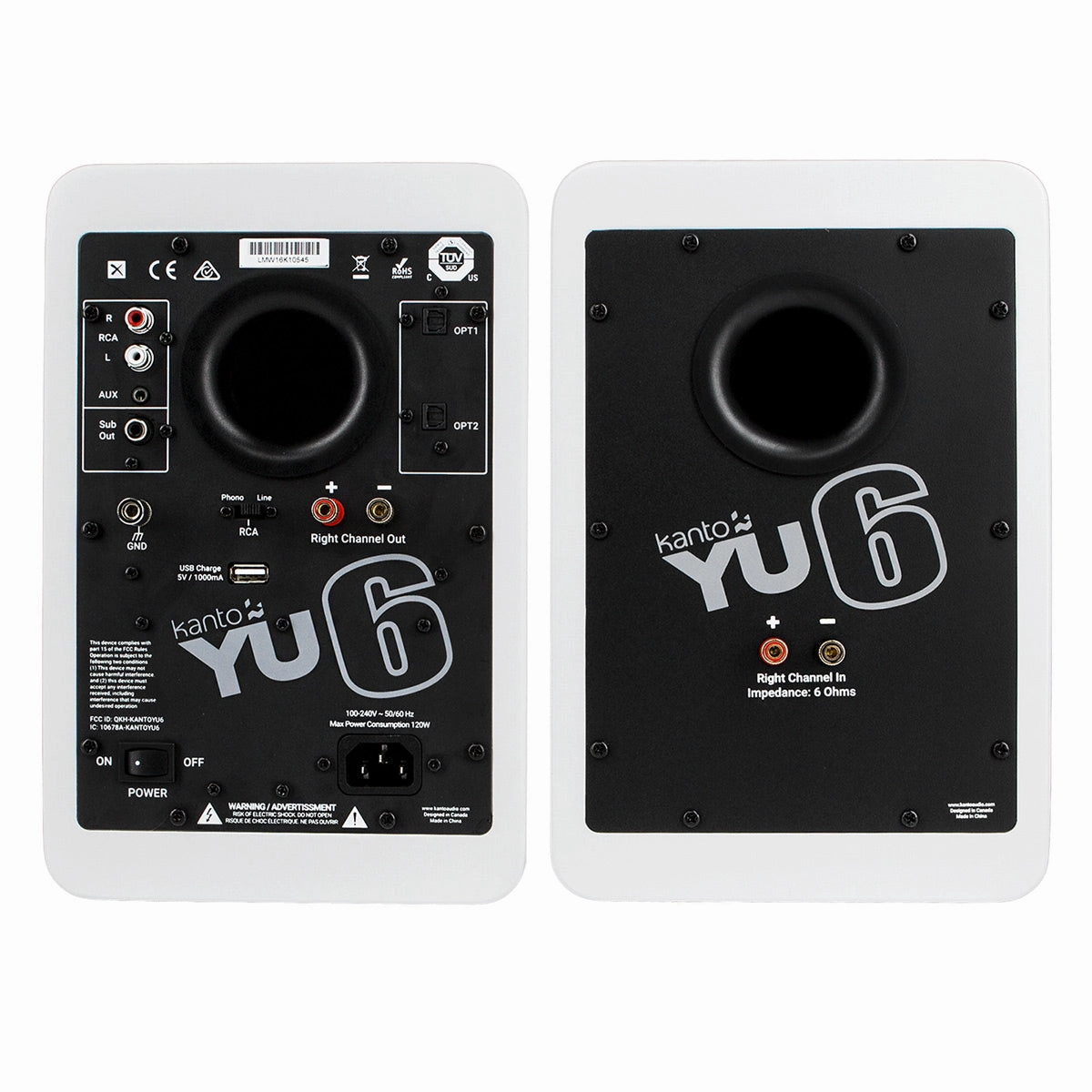 Kanto YU6 Powered Bookshelf Speakers (Matte White) with SE6 Elevated Desktop Speaker Stands (White)