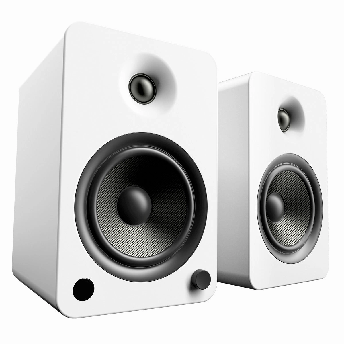 Kanto YU6 Powered Bookshelf Speakers (Matte White) with SE6 Elevated Desktop Speaker Stands (White)