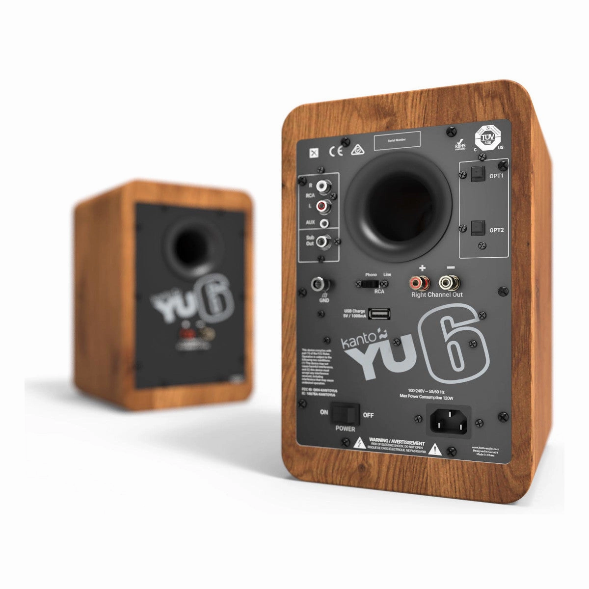 Kanto YU6 Powered Bookshelf Speakers with Bluetooth (Walnut) with SP9 Desktop Stands (Black)