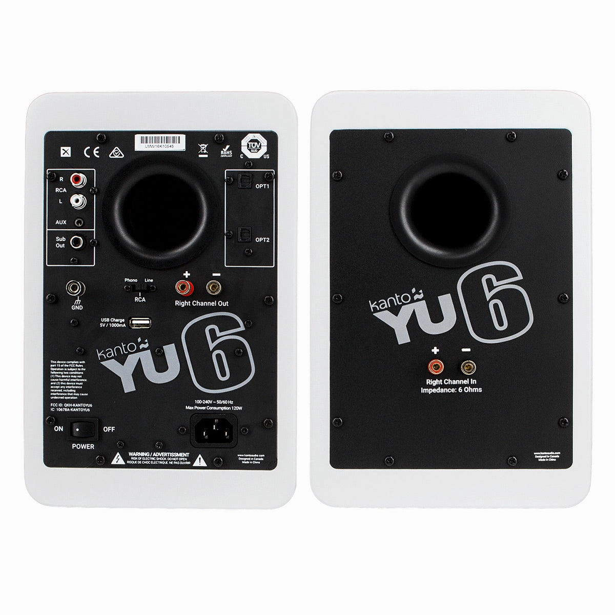 Kanto YU6 Powered Bookshelf Speakers with Built-In Bluetooth - Pair (Matte White)