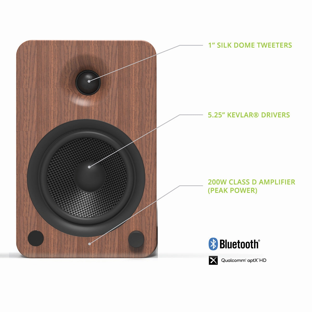 Kanto YU6 Powered Bookshelf Speakers with Built-In Bluetooth - Pair (Walnut)