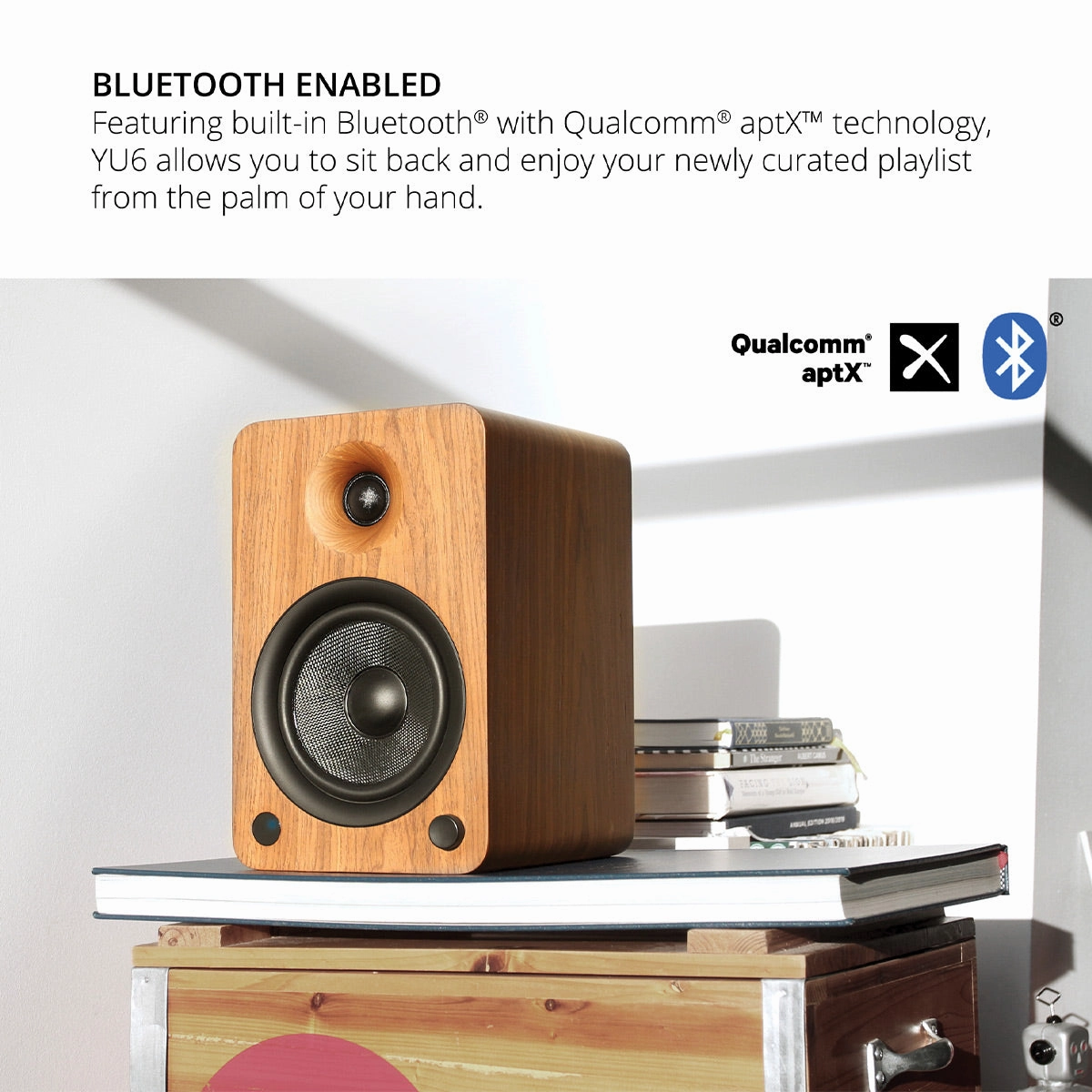 Kanto YU6 Powered Bookshelf Speakers with Built-In Bluetooth - Pair (Walnut)