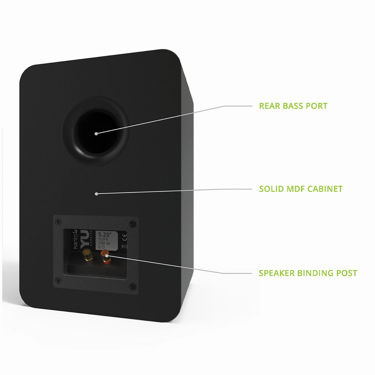 Kanto YUP6 Passive Bookshelf Speakers - Pair (Black)