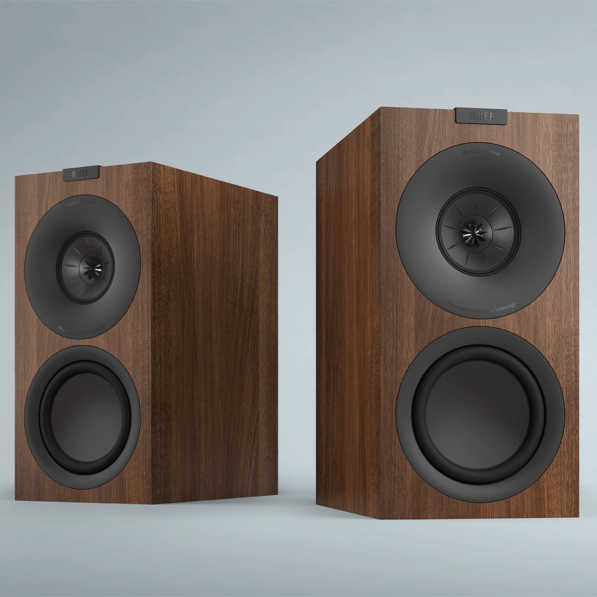 KEF Q Converto Meta 3-Way Bookshelf Speakers with Grille - Pair (Walnut)