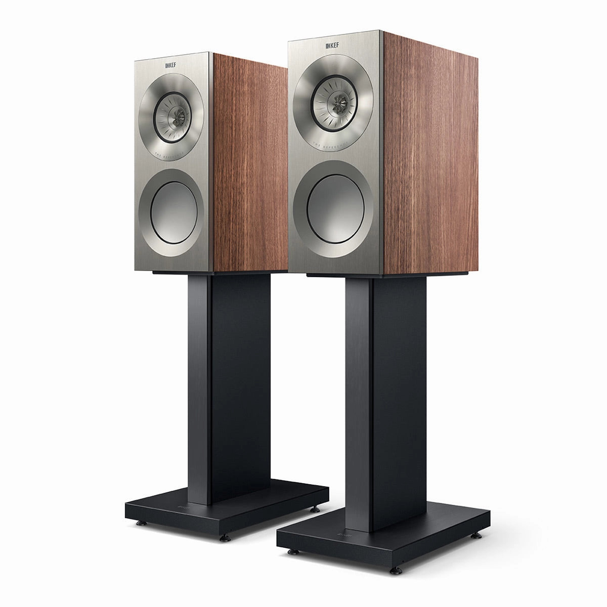 KEF Reference 1 Meta Bookshelf Speaker - Pair (Satin Walnut/Silver)