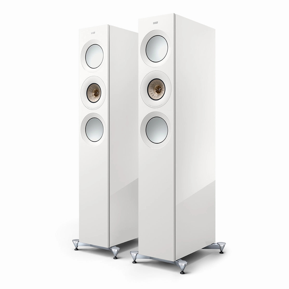 KEF Reference 3 Meta Floorstanding Speaker - Pair (High-Gloss White/Champagne)