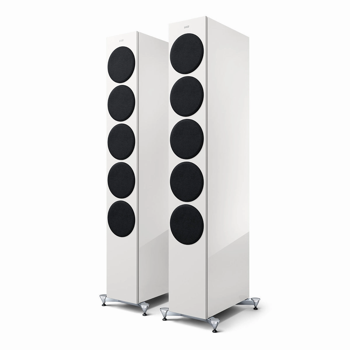 KEF Reference 5 Meta Floorstanding Speaker - Pair (High-Gloss White/Champagne)