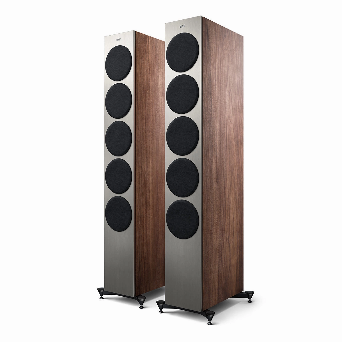 KEF Reference 5 Meta Floorstanding Speaker - Pair (Satin Walnut/Silver)