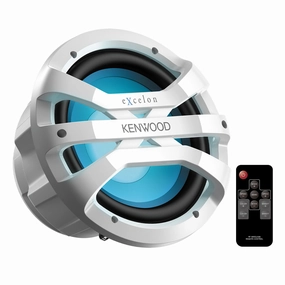 Kenwood XM1041BL eXcelon Motorsports 10" All-Weather Outdoor Subwoofer with Adjustable Lighting - Each (White) Marine speakers & subwoofers,Boat Audio,Nautical Sound Systems