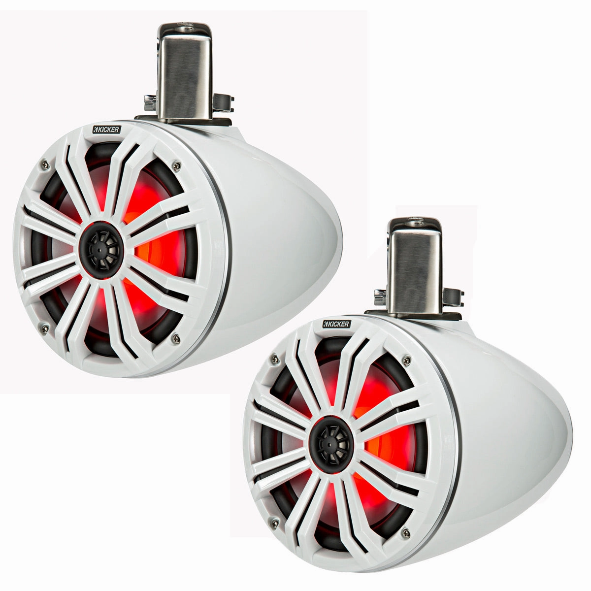 Kicker 45KMTC8 8" Marine Coaxial Tower System - Pair (White) Marine speakers & subwoofers,Boat Audio,Nautical Sound Systems