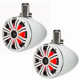 Kicker 45KMTC8 8" Marine Coaxial Tower System - Pair (White) Marine speakers & subwoofers,Boat Audio,Nautical Sound Systems