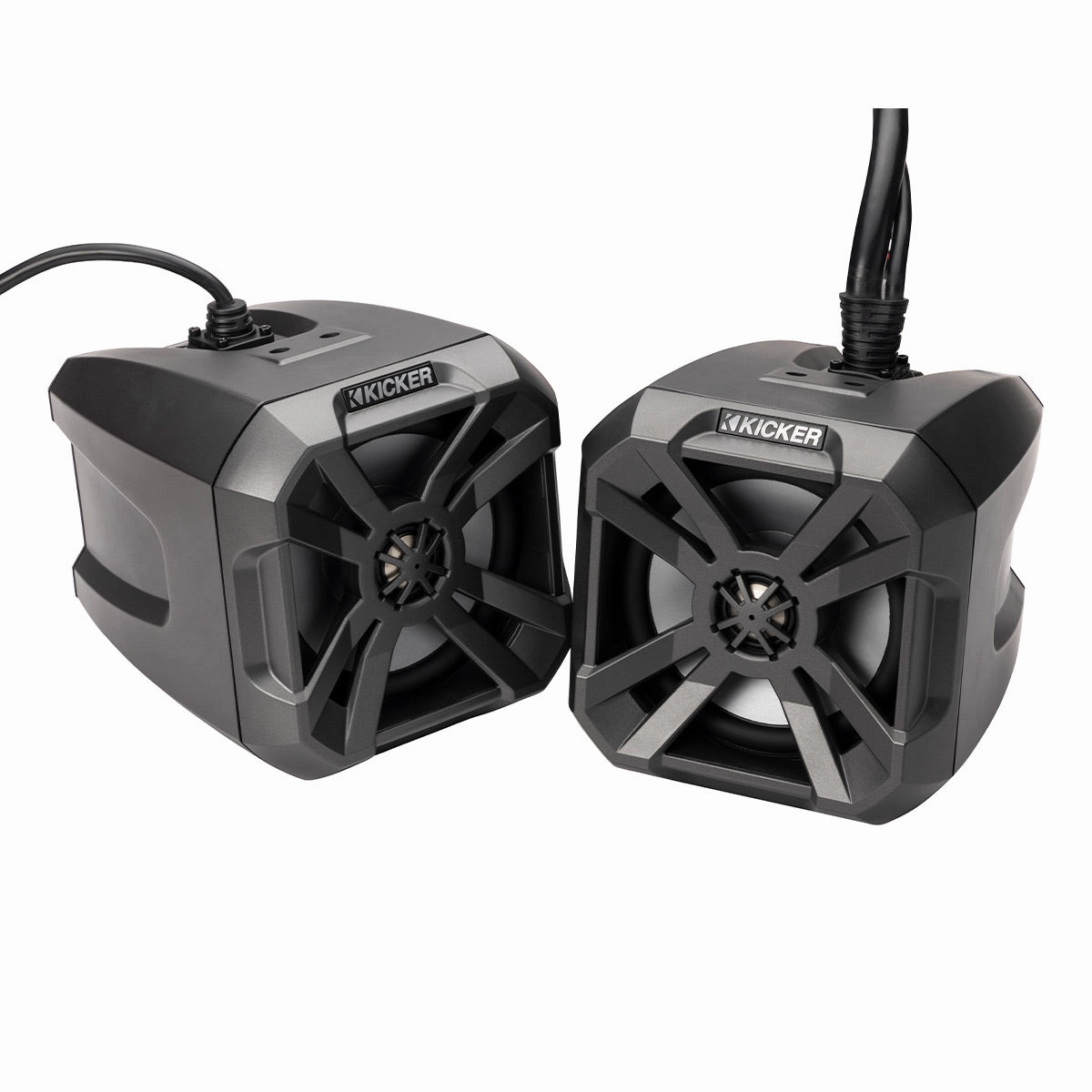 Kicker 48BTCAN65 PowerCan 6.5" Waterproof Powered Bluetooth Speakers with LED Lighting & Wired Remote - Pair