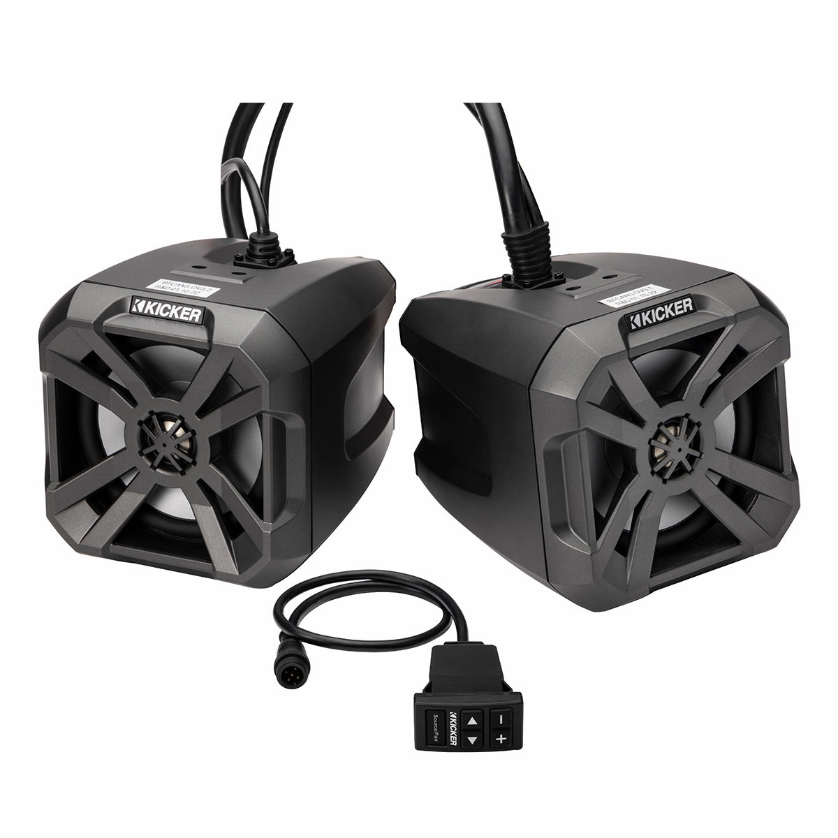 Kicker 48BTCAN65 PowerCan 6.5" Waterproof Powered Bluetooth Speakers with LED Lighting & Wired Remote - Pair Marine speakers & subwoofers,Boat Audio,Nautical Sound Systems