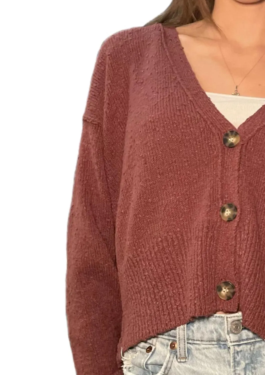 Kimmy Button Down Cardigan In Garnet
