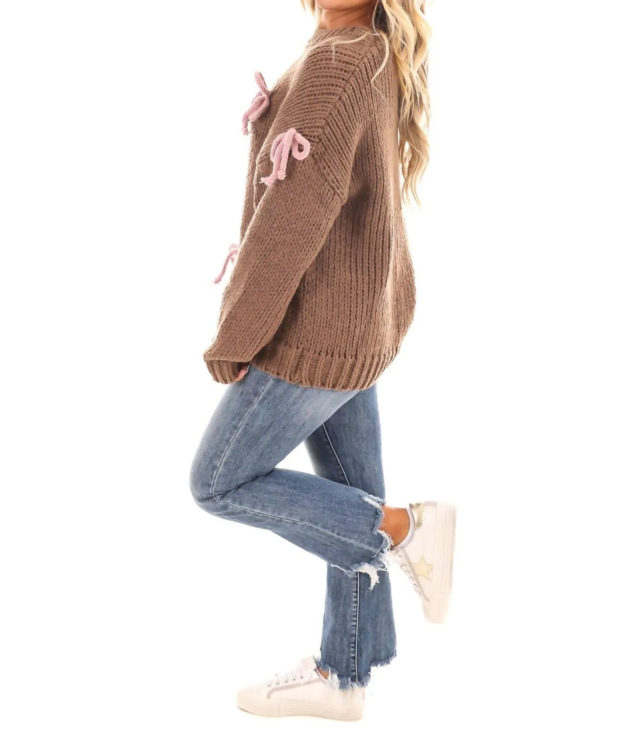 Knot Your Average Bow Sweater In Brown