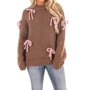 Knot Your Average Bow Sweater In Brown