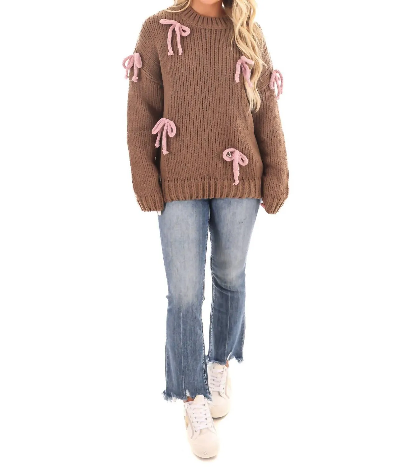 Knot Your Average Bow Sweater In Brown