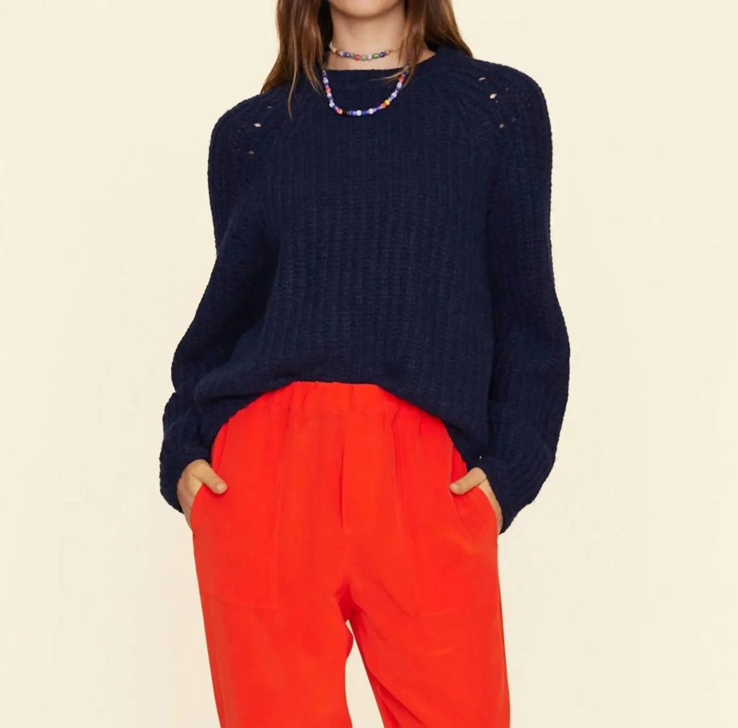 Landrey Sweater In Navy Brick