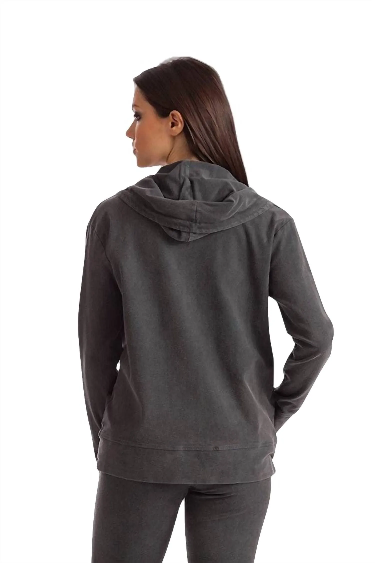 Lauren Hooded Cardigan In Charcoal