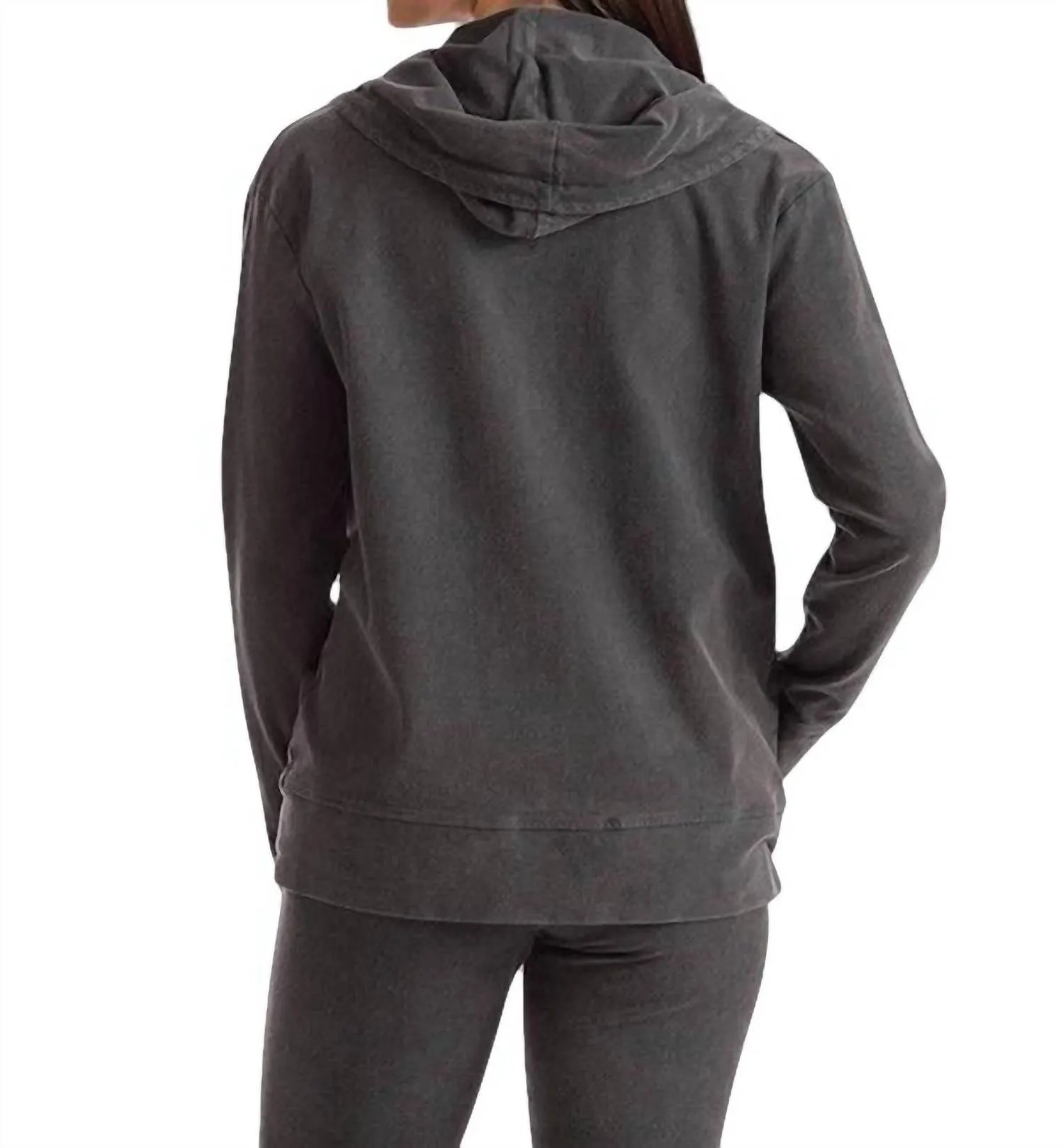 Lauren Hooded Cardigan In Charcoal