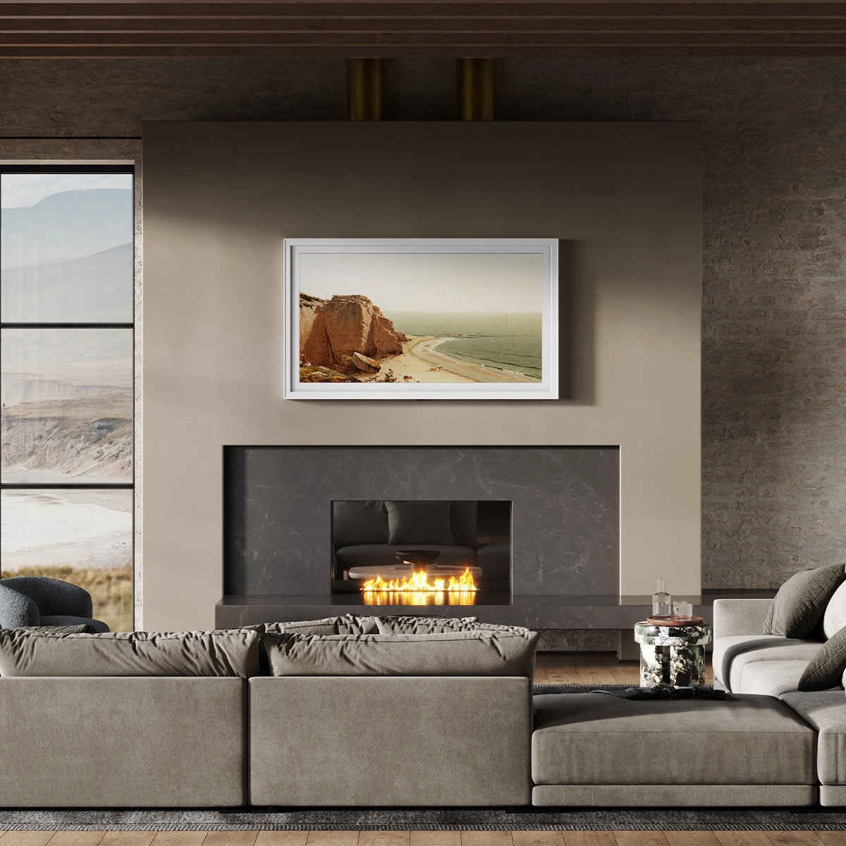 Leon 65" StudioFrame for Sony Bravia XR-65X93L Display (Studio Grain White)