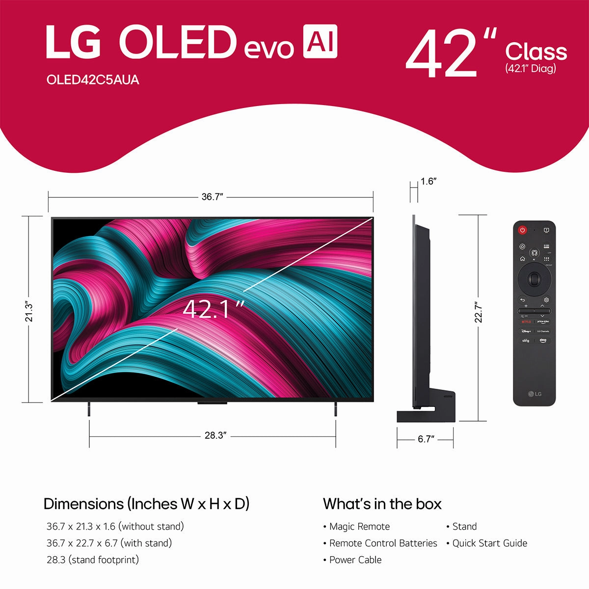 LG OLED42C5PUA 42" 4K UHD OLED evo C5 Smart TV